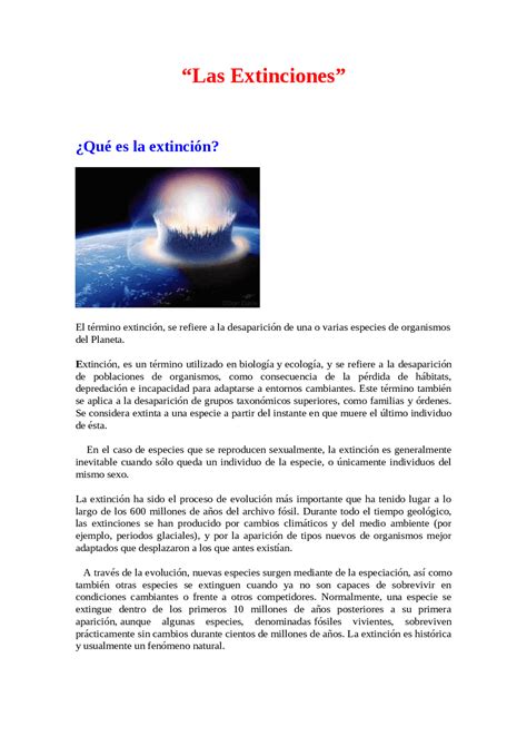 Las Cinco Grandes Extinciones En La Historia De La Tierra Esquemas Y