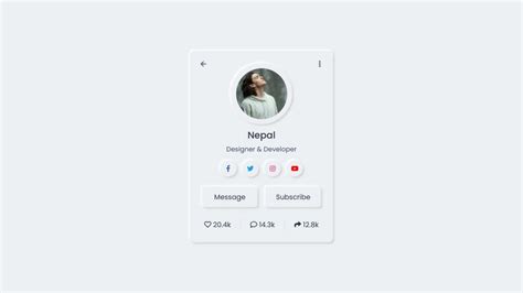 Neumorphism Profile Card Ui Design Using Only Html And Css