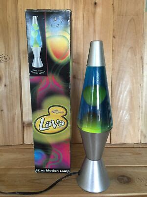 original lava brand lamps  silver base blueyellow lava
