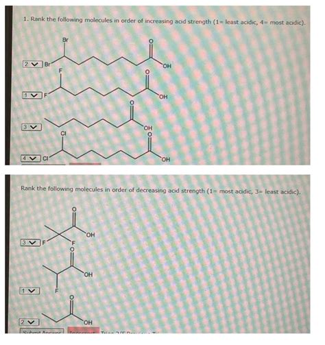 Solved Rank The Following Molecules In Order Of Chegg