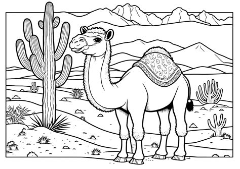 Dromedary in the desert - Camels and dromedaries Coloring Pages for Kids