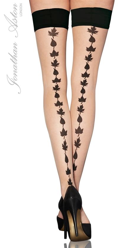 Jonathan Aston Seductive Hold Ups Nude Black Hold Up Stockings Thigh