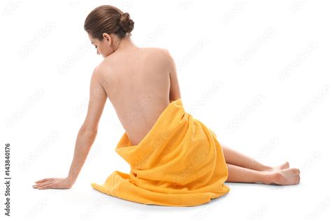 Beautiful Naked Woman With Towel On White Background Stock Photo Adobe Stock