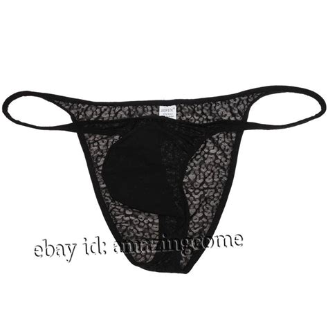 Men Hipster Brazilian Bikini Briefs Jacquard Lace Underwear Cheeky