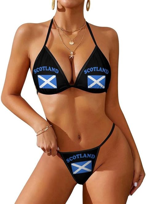 Flag Of Scotland Women S Bikini Sets Piece Swimsuit Sexy Bathing Suit Halter Triangle Swimwear