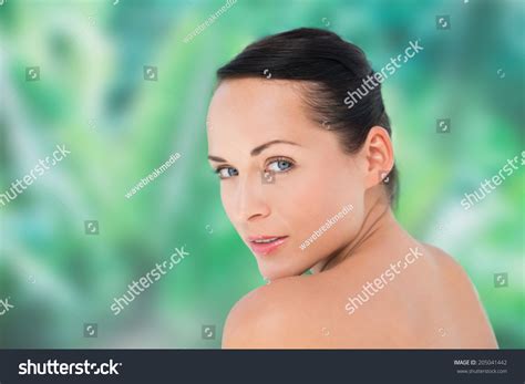 Beautiful Nude Brunette Smiling Camera On Stock Photo 205041442 Shutterstock