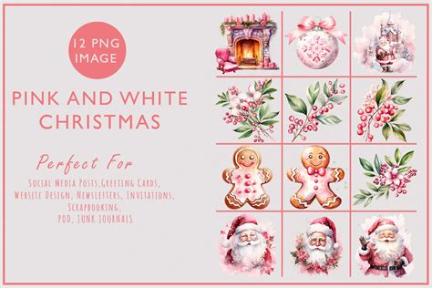 Pink And White Christmas Clipart Part10 Graphic By Theclipcrafter
