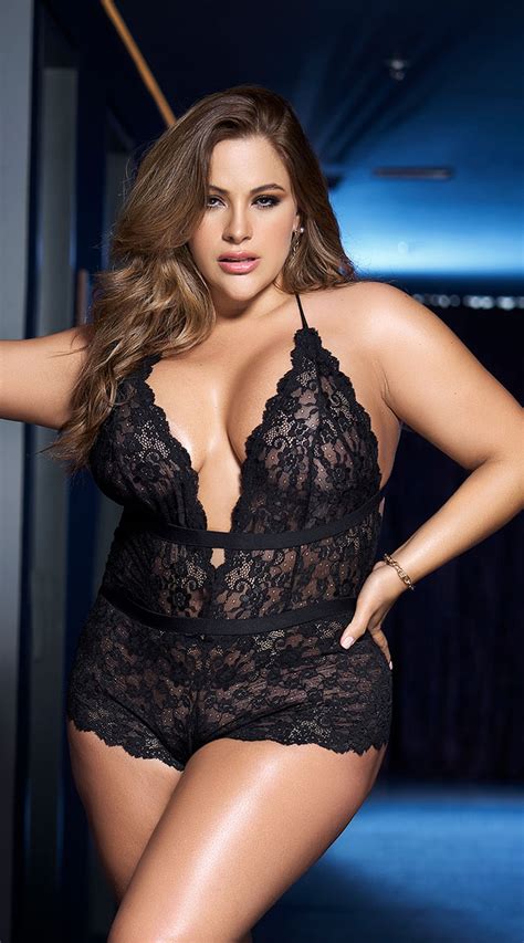 Lace Plus Size Crotchless Lingerie