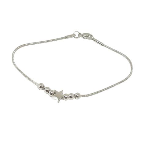 Lunera Acero Pulsera Acero Blanco Cola De Raton Bolitas Estrella