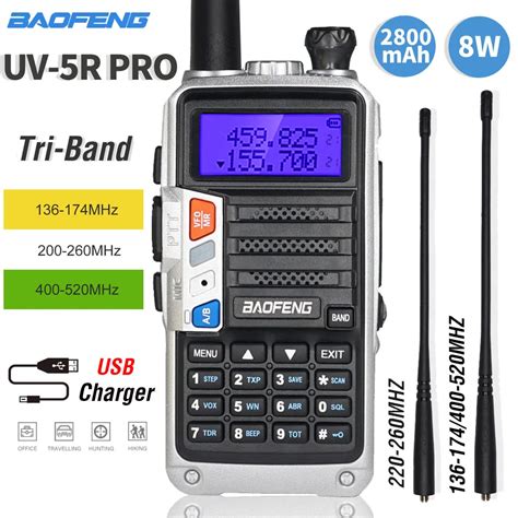 Baofeng UV 5R Pro Tri Band Walkie Talkie 8W High Power Portable Two Way