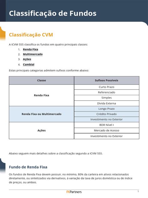Que Órgão Fiscaliza Os Fundos Mútuos - 01 Apostila - Classificação - Fundos | PDF | Fundos mútuos | Renda fixa