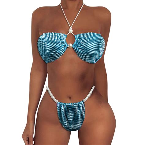 SZXZYGS Lingerie Set Women S Mesh Pearl Flash Diamond Binding Neck
