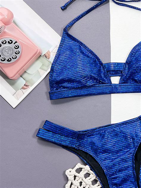 Shine Bikinis Shiny Sequins Bikini Set High Waist Swimwear Two Pieces Swimsuit Power Day Sale