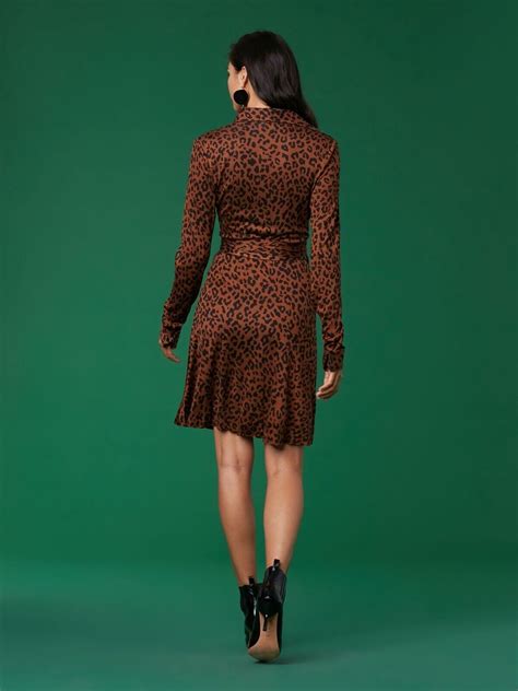 Diane Von Furstenberg Didi Leopard Cocoa 100 Silk Jersey Wrap Dress