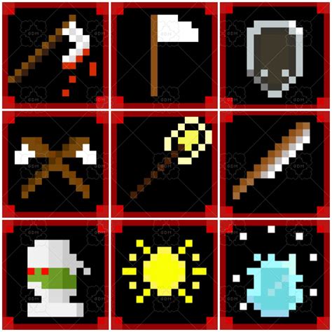 [rpg] Pixel Icons 16×16 Skills Gamedev Market