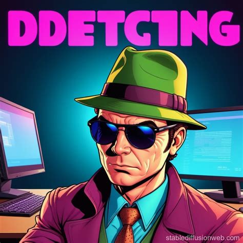 Detective In Dark Room At Computer Stable Diffusion Online