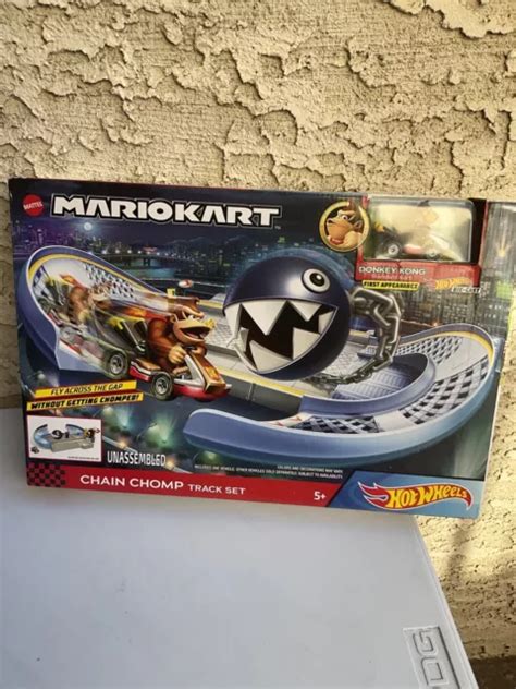 HOT WHEELS MARIO Kart Chain Chomp Track Set Donkey Kong par Mattel SCELLÉ NEUF EUR