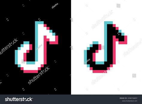 Tiktok Logo Pixel Art Black White Stock Vector Royalty Free
