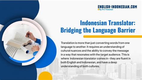 Indonesian Translator Bridging The Language Barrier English To