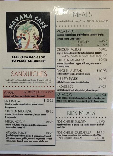 Havana Cafe Menu In West Jefferson Nc Order Delivery And Reviews