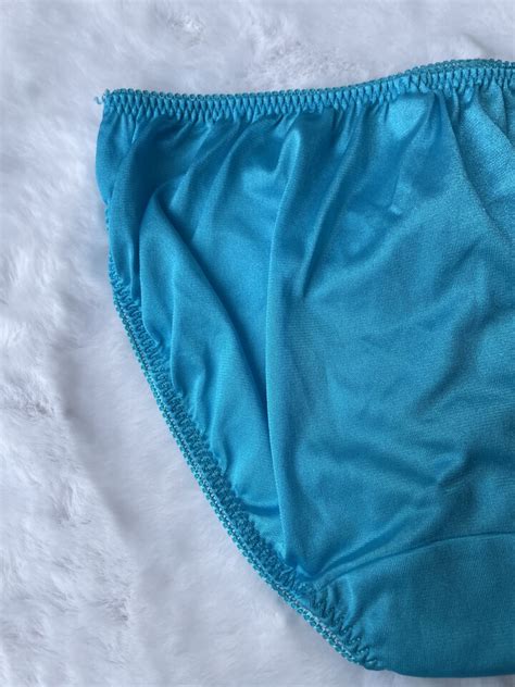 Vintage Shiny Blue Nylon Panty Slippery Floral Lace Sissy Bikini Sz Hip Ebay
