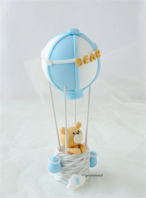 Teddy Bear In Hot Air Balloon Cake Topper Hot Air Balloon Etsy