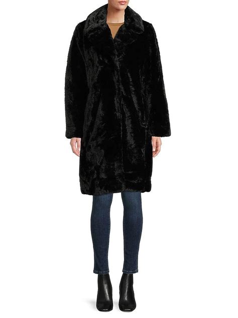 Nvlt Faux Fur Shell Longline Coat In Black Lyst