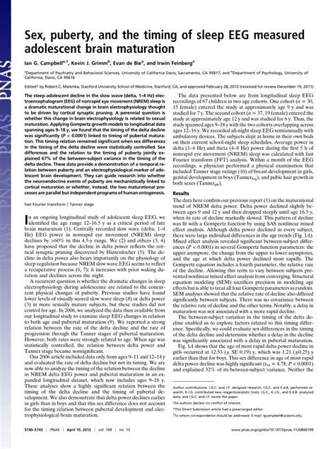 PDF Sex Puberty And The Timing Of Sleep EEG Measured Adolescent Brain Maturation