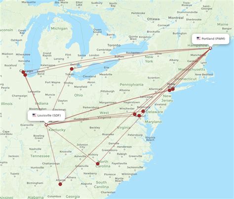 All Flight Routes From Portland To Louisville PWM To SDF Flight Routes