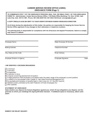 Fillable Online Interactive Greivance Form Pdf Fax Email Print Pdffiller