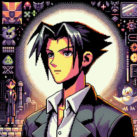 Retro Pixel Art Ps2 Game Featuring Male Character With Black Hair Ai