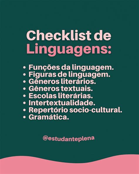 Linguagens No Enem - Checklist de Linguagens para o ENEM 2024 | Linguagens enem, Função da ...