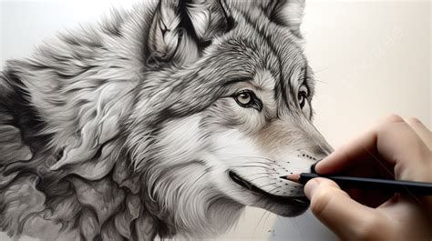 Wolf Is Being Drawn With Pencil And Paper Background, Wolf Drawing Picture Background Image And ...