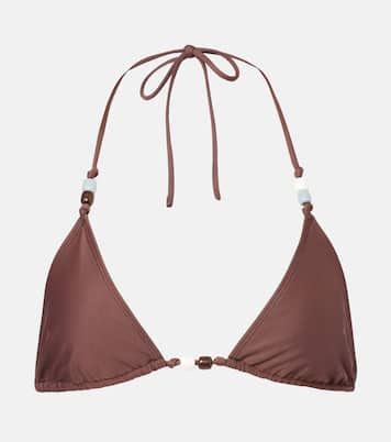 Uma Beaded Bikini Top In Brown Faithfull Mytheresa
