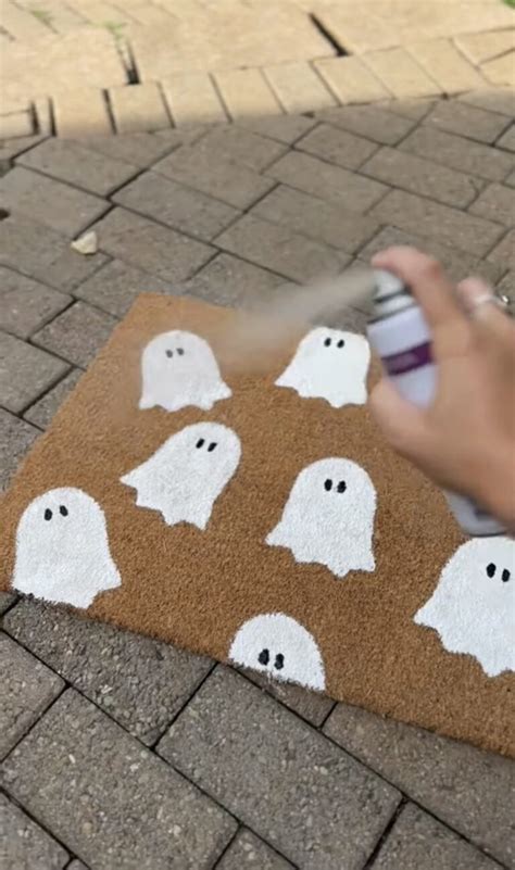 Easy Inexpensive DIY Halloween Door Mat Newbuild Newlyweds