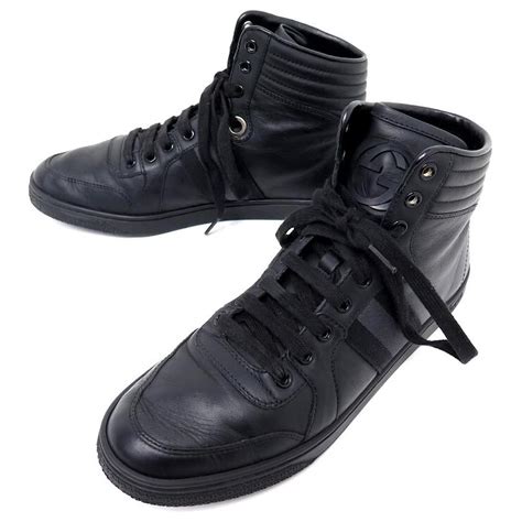 GUCCI SHOES HIGH TOP SNEAKERS SNEAKERS 309555 38.5 IT 39.5 EN LEATHER ...