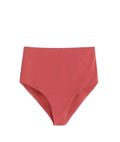 CZERWONY GŁADKI DÓŁ OD BIKINI MAJTKI FIGI WYSOKI STAN KLASYCZNE M
