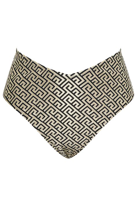 Yours Plus Size Black Metallic Geometric Print Bikini Brief Yours Clothing