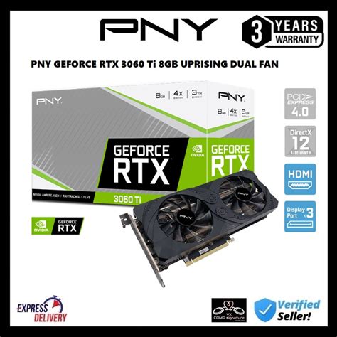 PNY GEFORCE RTX 3060 Ti 8GB UPRISING DUAL FAN LHR RTX3060TI Shopee