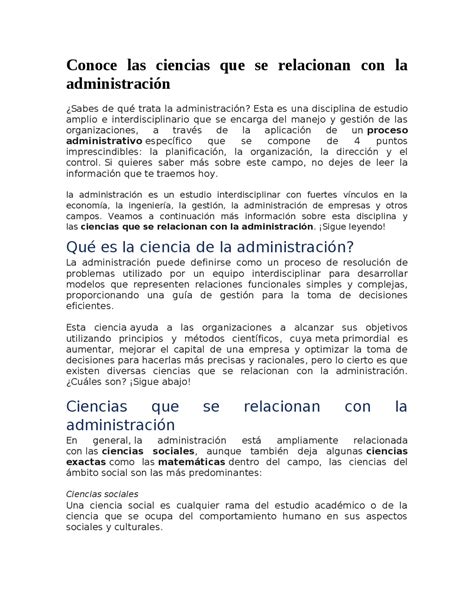 ciencias que apoyan la administración | Resúmenes de Fundamentos de