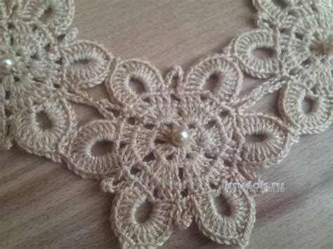 Колье снежинка связанное крючком