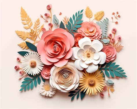 Premium Ai Image Papercut Spring With Flowers