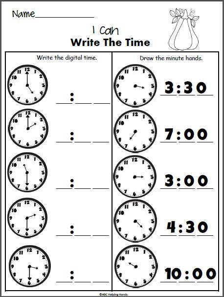 Clock Worksheet For Grade 1 Pdf