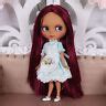 Blythe Factory Nude Doll Black Skin Red Purple Hair Jointed Body