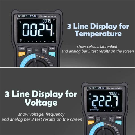 Professzionális Digitális Multiméter Bside Zt-M1 T-Rms Auto / Manual ...