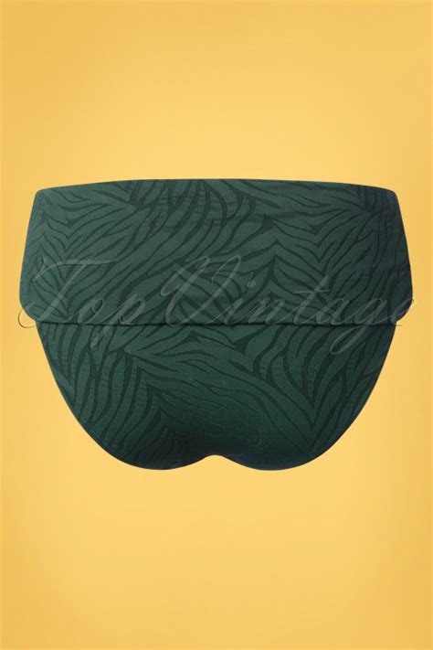 TC WOW Flipover Jacquard Bikini Brief Années 50 en Vert Zèbre