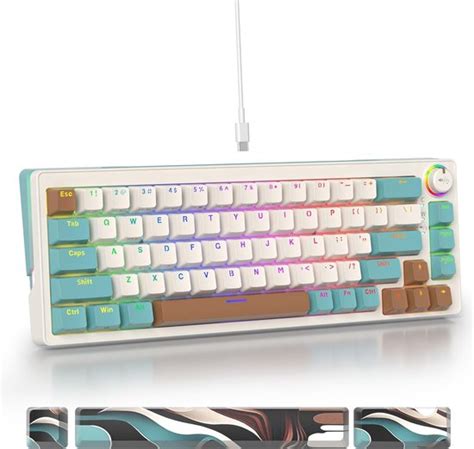 Mechanisch Gaming Toetsenbord 65 Hot Swappable Met RGB Verlichting En Roze Bol