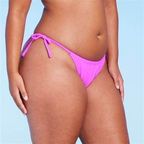 Wild Fable Women S Side Tie Adjustable Coverage High Leg Bikini Bottom Shopstyle Two Piece