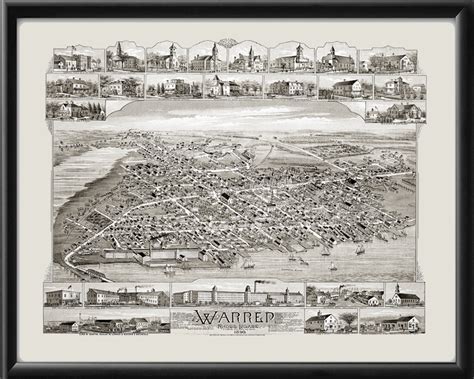 Warren Ri 1890 Restored Map Vintage City Maps