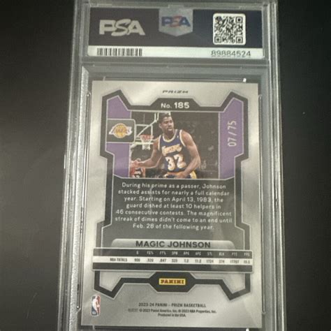 2023 Panini Prizm Magic Johnson Red Power Prizm 07 75 PSA 10 Gem Mint